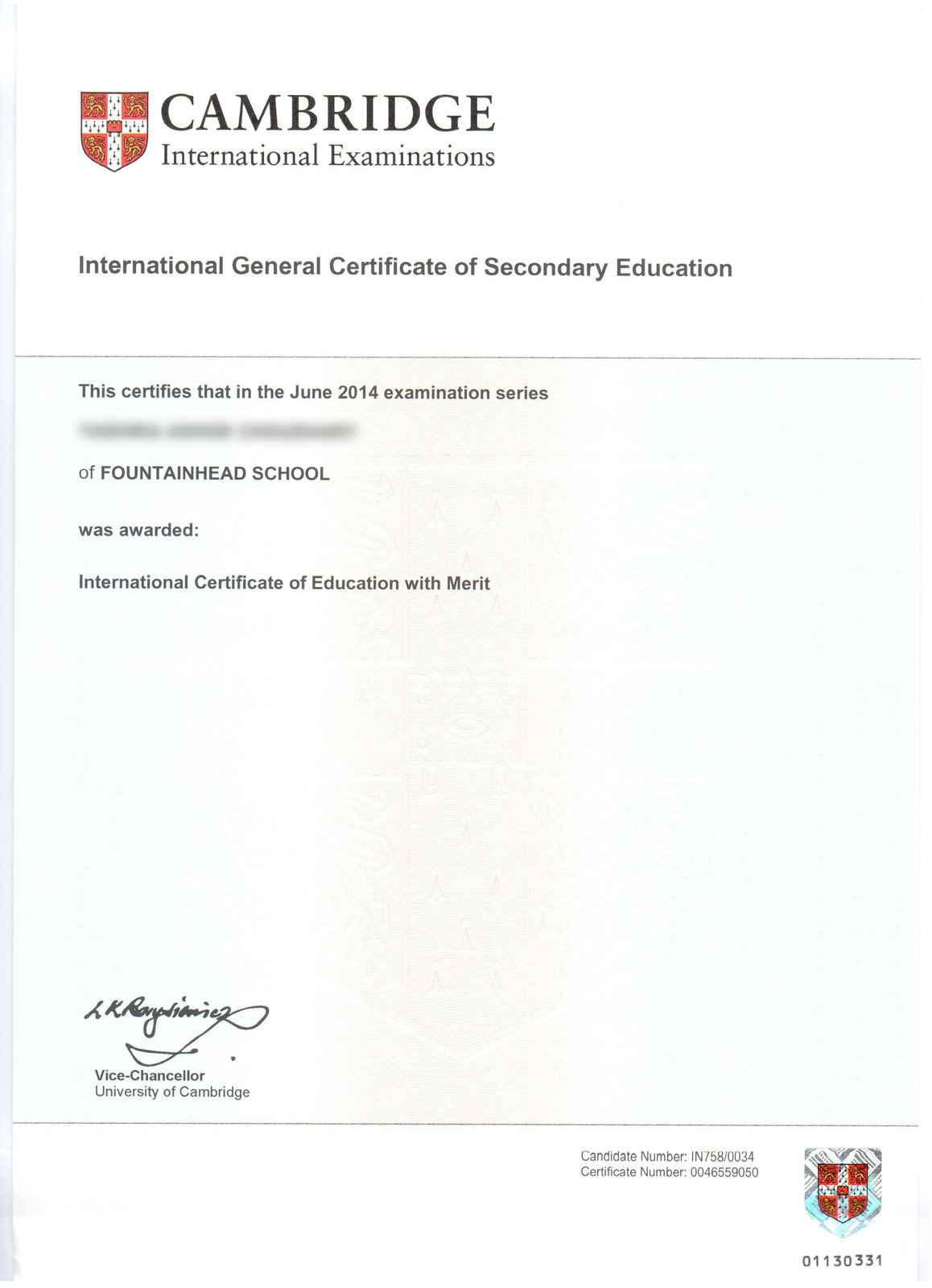 Diploma Programme Certificate – Grade 12